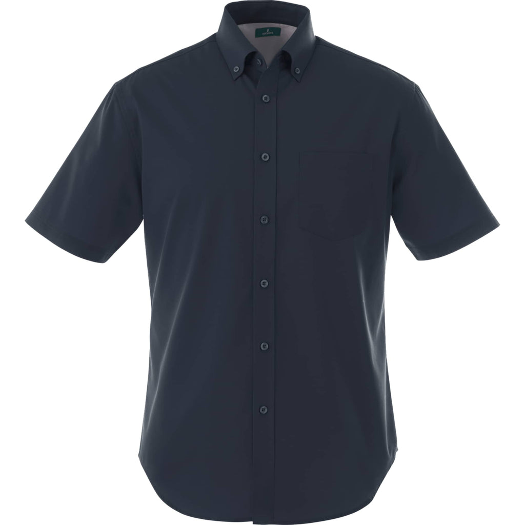 Stirling Short Sleeve Work Shirt in Poly Cotton Twill for Men Transfer - Navy - Front Flat