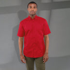 Stirling Short Sleeve Work Shirt in Poly Cotton Twill for Men Transfer - Team Red - Front
