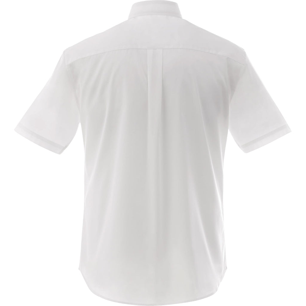 Stirling Short Sleeve Work Shirt in Poly Cotton Twill for Men Transfer - White - Back Flat