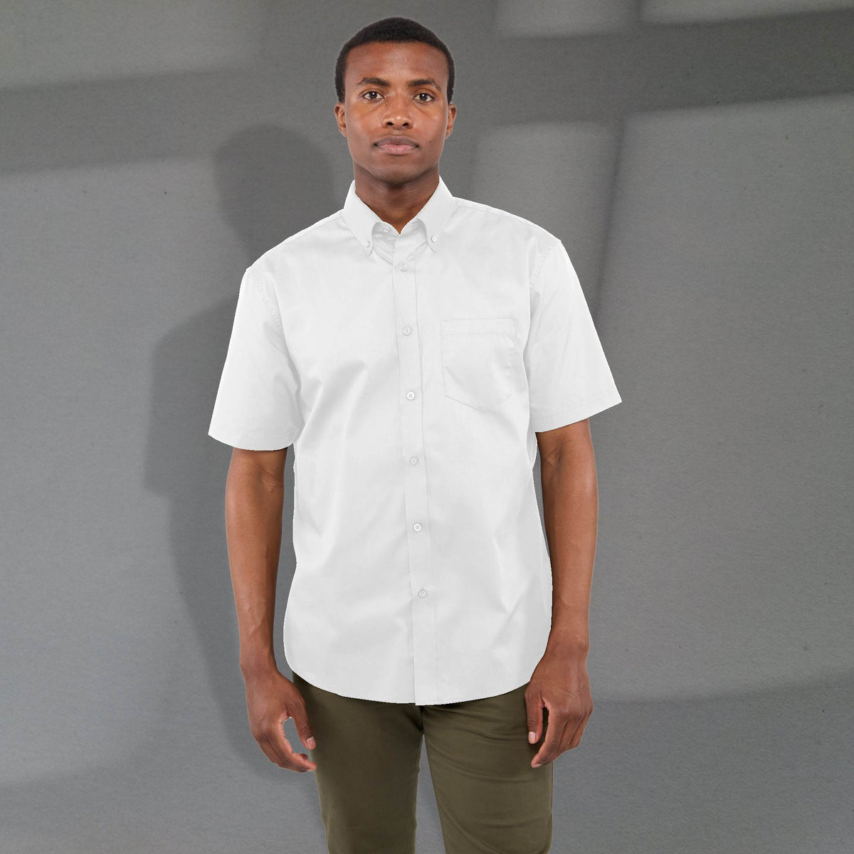 Stirling Short Sleeve Work Shirt in Poly Cotton Twill for Men Transfer - White - Front