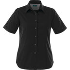 Stirling Short Sleeve Work Shirt in Poly Cotton Twill for Women Embroidery - Black - Front Flat