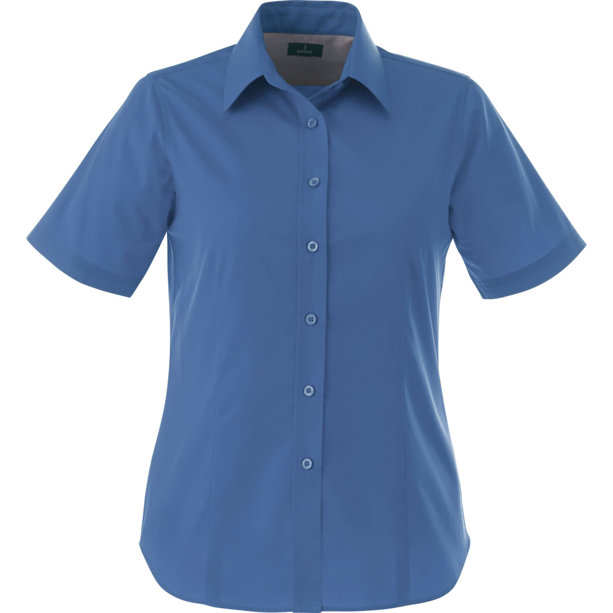 Stirling Short Sleeve Work Shirt in Poly Cotton Twill for Women Embroidery - Blue - Front Flat