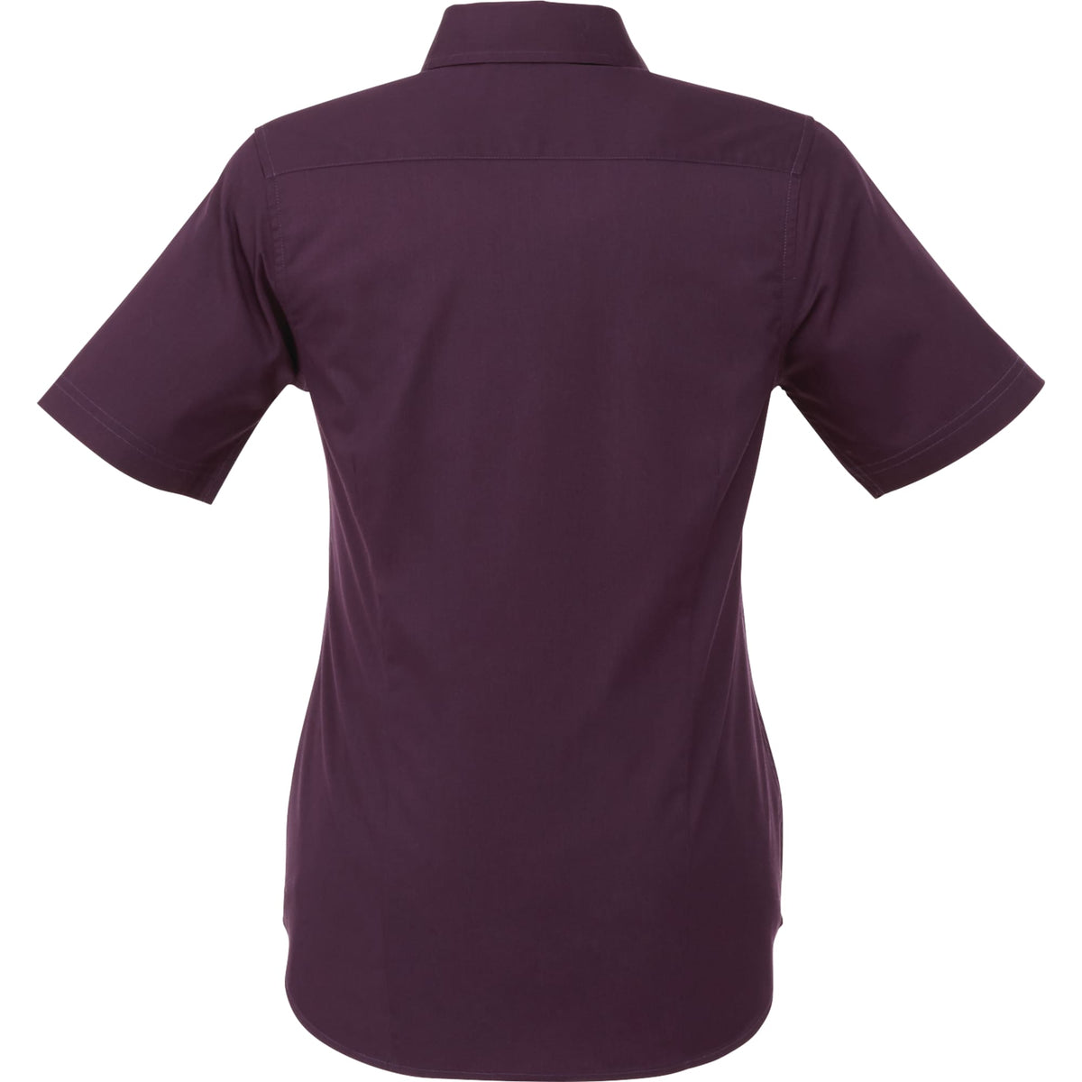 Stirling Short Sleeve Work Shirt in Poly Cotton Twill for Women Embroidery - Dark Plum - Back Flat
