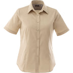 Stirling Short Sleeve Work Shirt in Poly Cotton Twill for Women Embroidery - Desert Khaki - Front Flat