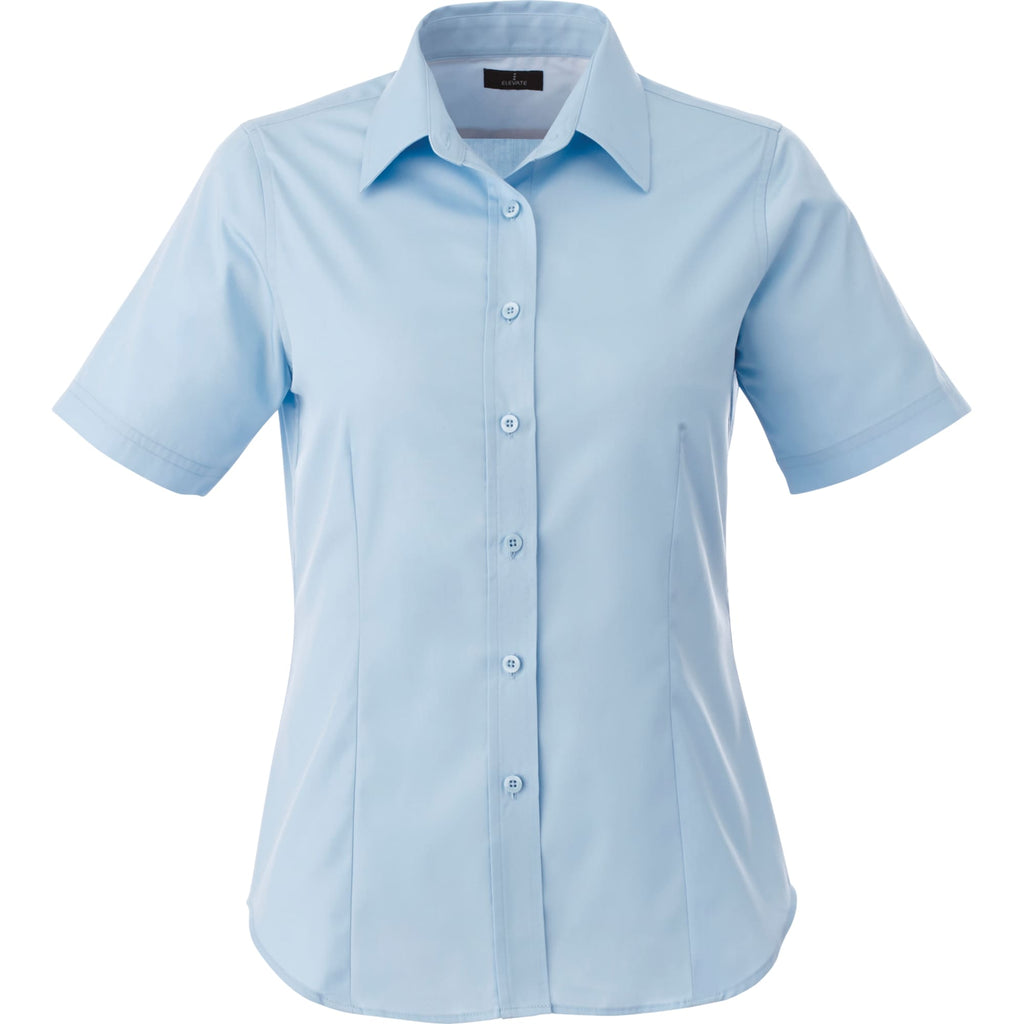 Stirling Short Sleeve Work Shirt in Poly Cotton Twill for Women Embroidery - Frost Blue - Front Flat