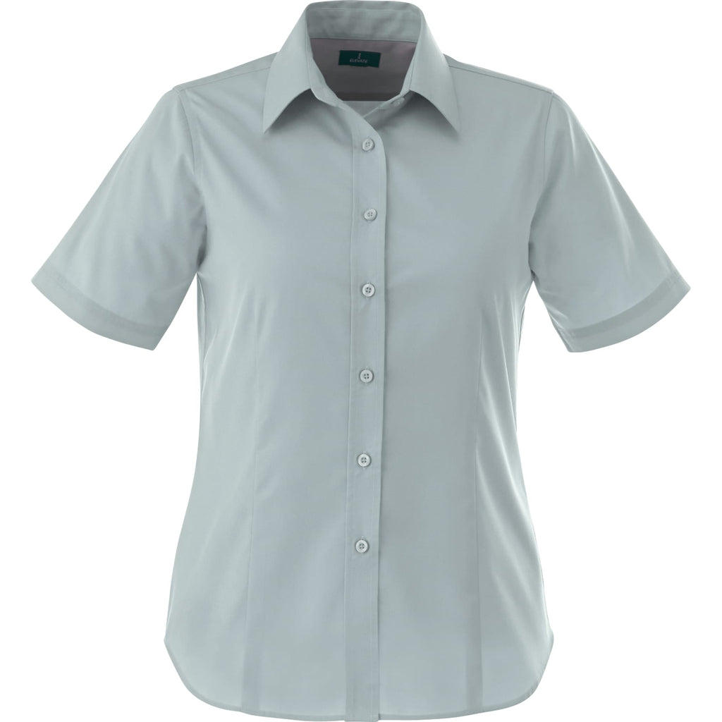 Stirling Short Sleeve Work Shirt in Poly Cotton Twill for Women Embroidery - Grey - Front Flat