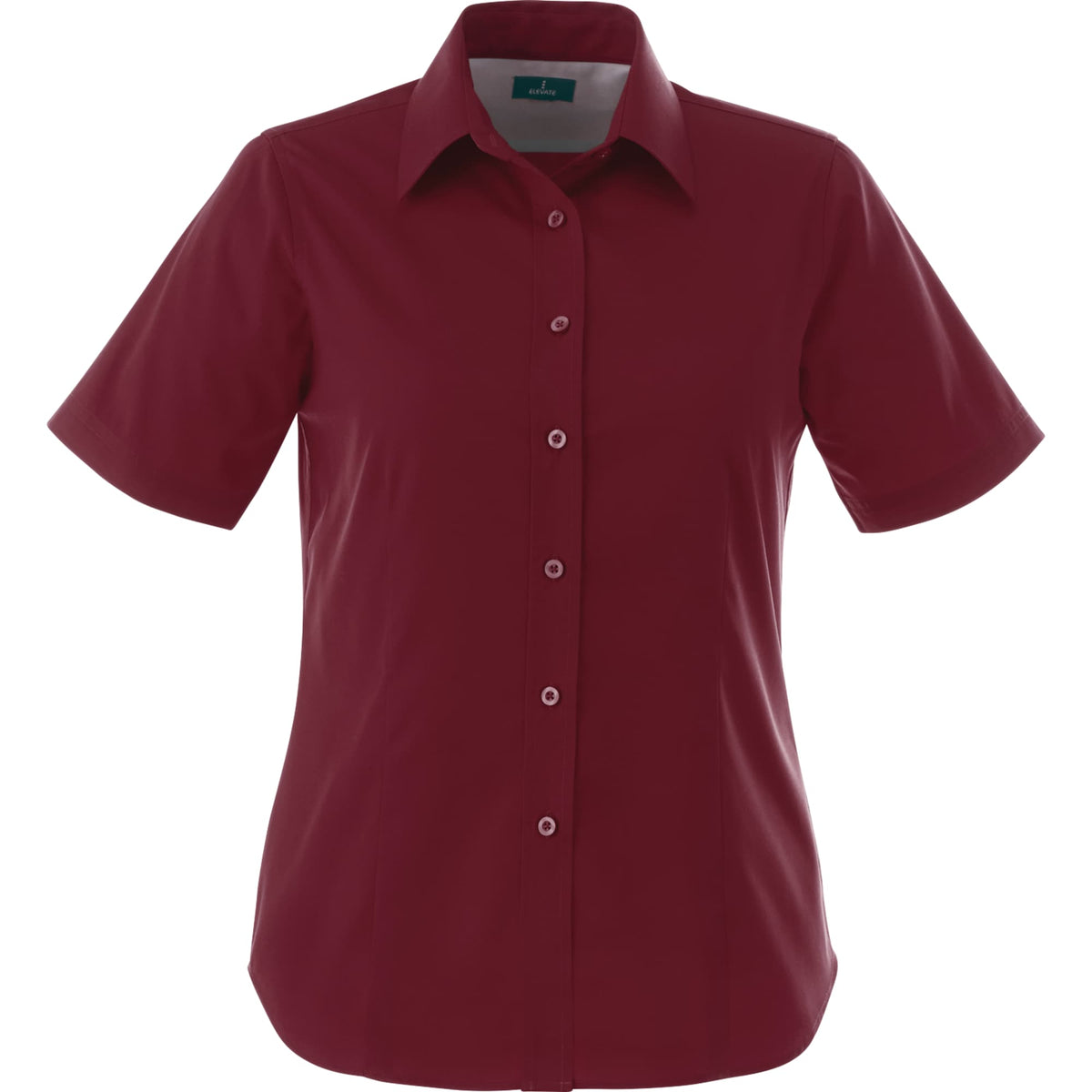 Stirling Short Sleeve Work Shirt in Poly Cotton Twill for Women Embroidery - Maroon - Front Flat