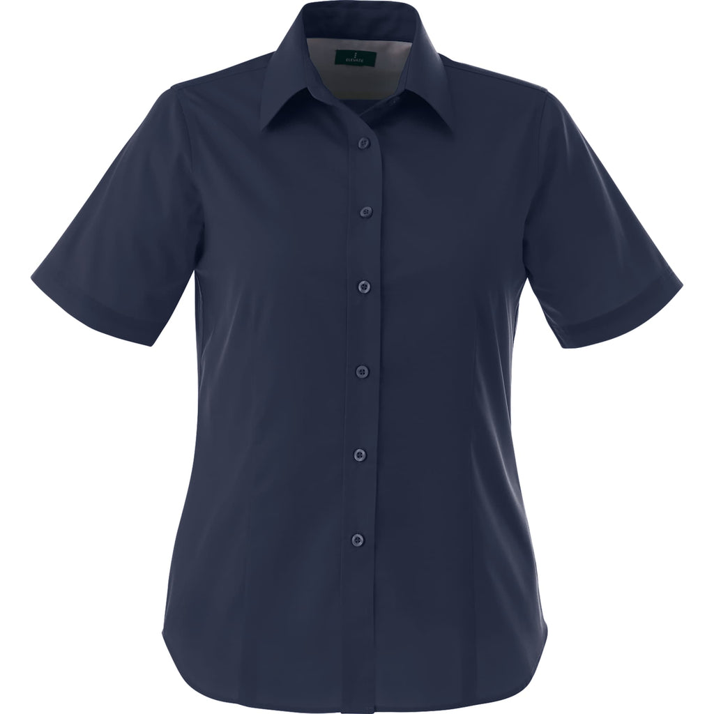 Stirling Short Sleeve Work Shirt in Poly Cotton Twill for Women Embroidery - Navy - Front