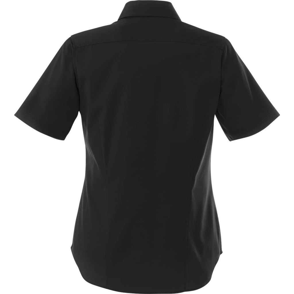 Stirling Short Sleeve Work Shirt in Poly Cotton Twill for Women Transfer - Black - Back Flat