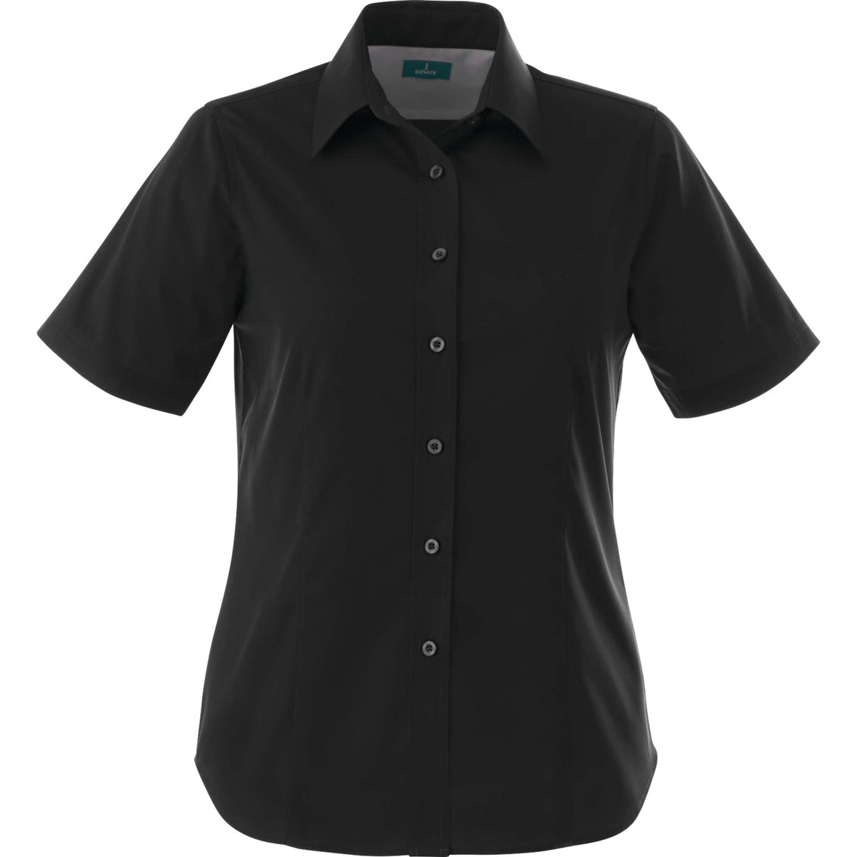 Stirling Short Sleeve Work Shirt in Poly Cotton Twill for Women Transfer - Black - Front Flat