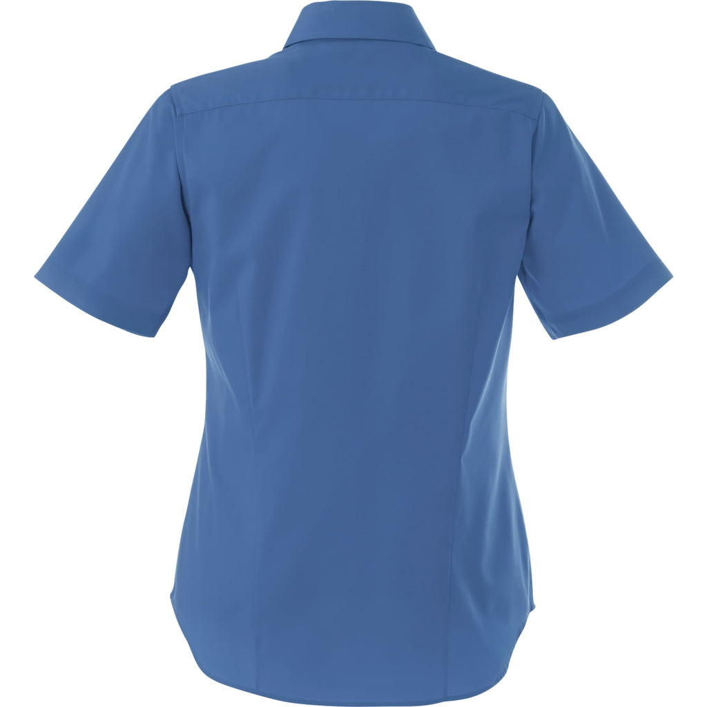 Stirling Short Sleeve Work Shirt in Poly Cotton Twill for Women Transfer - Blue - Back Flat