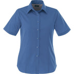 Stirling Short Sleeve Work Shirt in Poly Cotton Twill for Women Transfer - Blue - Front Flat
