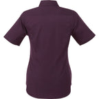 Stirling Short Sleeve Work Shirt in Poly Cotton Twill for Women Transfer - Dark Plum - Back Flat