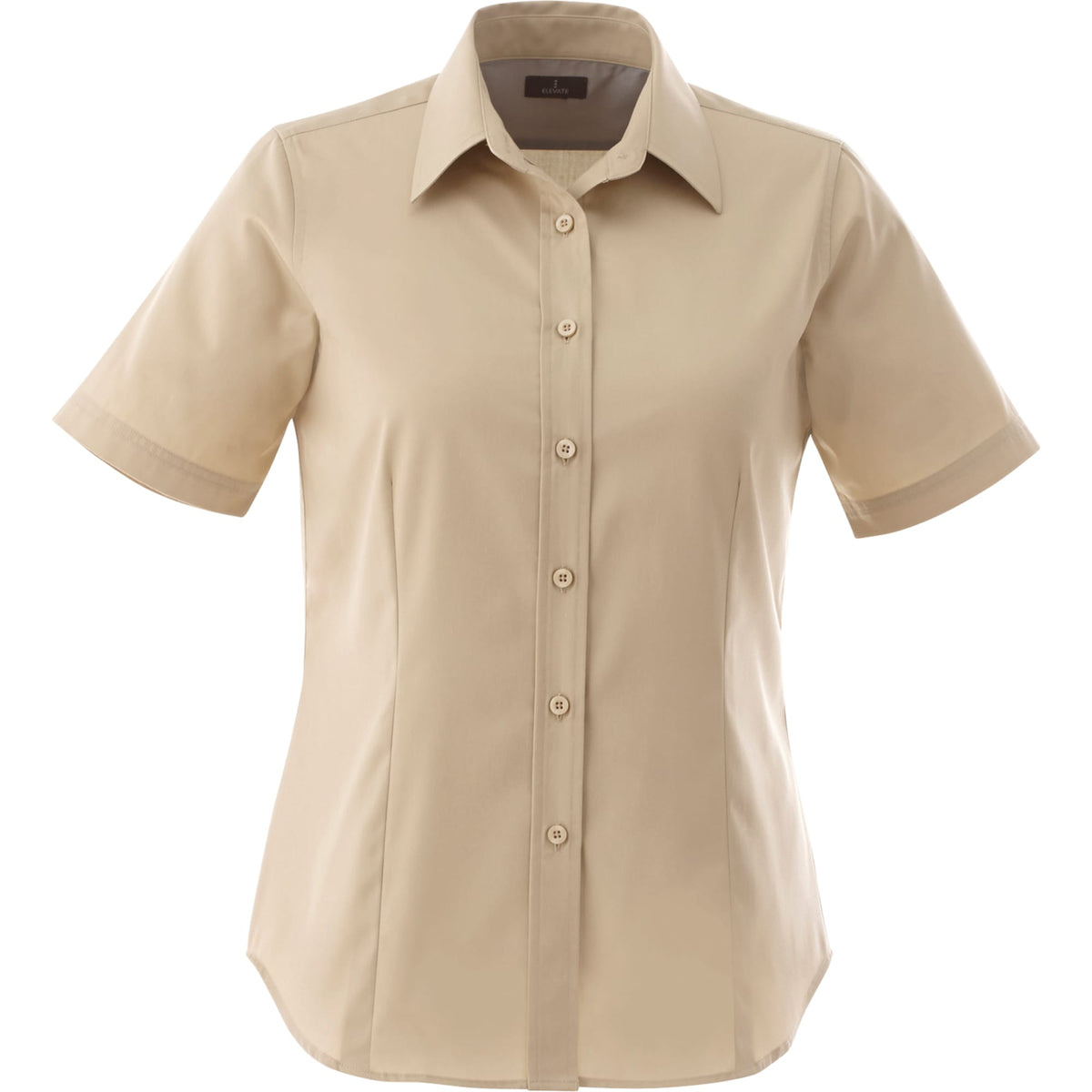 Stirling Short Sleeve Work Shirt in Poly Cotton Twill for Women Transfer - Desert Khaki - Front Flat