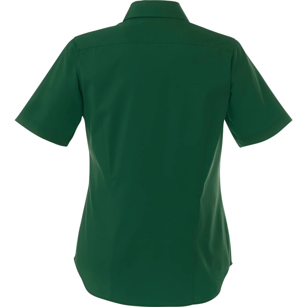 Stirling Short Sleeve Work Shirt in Poly Cotton Twill for Women Transfer - Forest Green - Back Flat