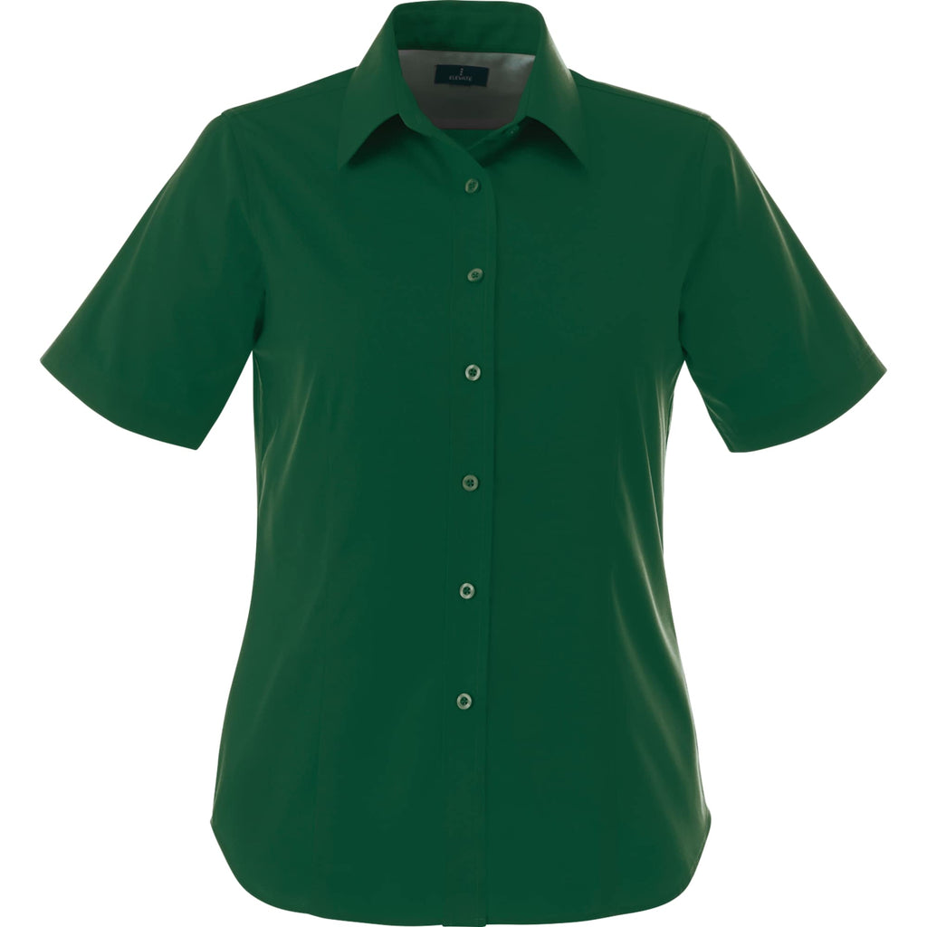 Stirling Short Sleeve Work Shirt in Poly Cotton Twill for Women Transfer - Forest Green - Front Flat