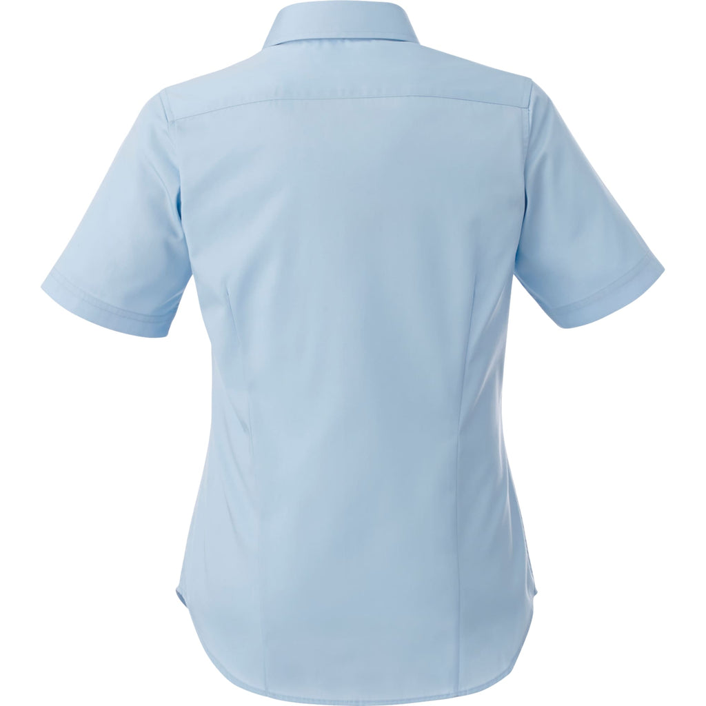 Stirling Short Sleeve Work Shirt in Poly Cotton Twill for Women Transfer - Frost Blue - Back Flat