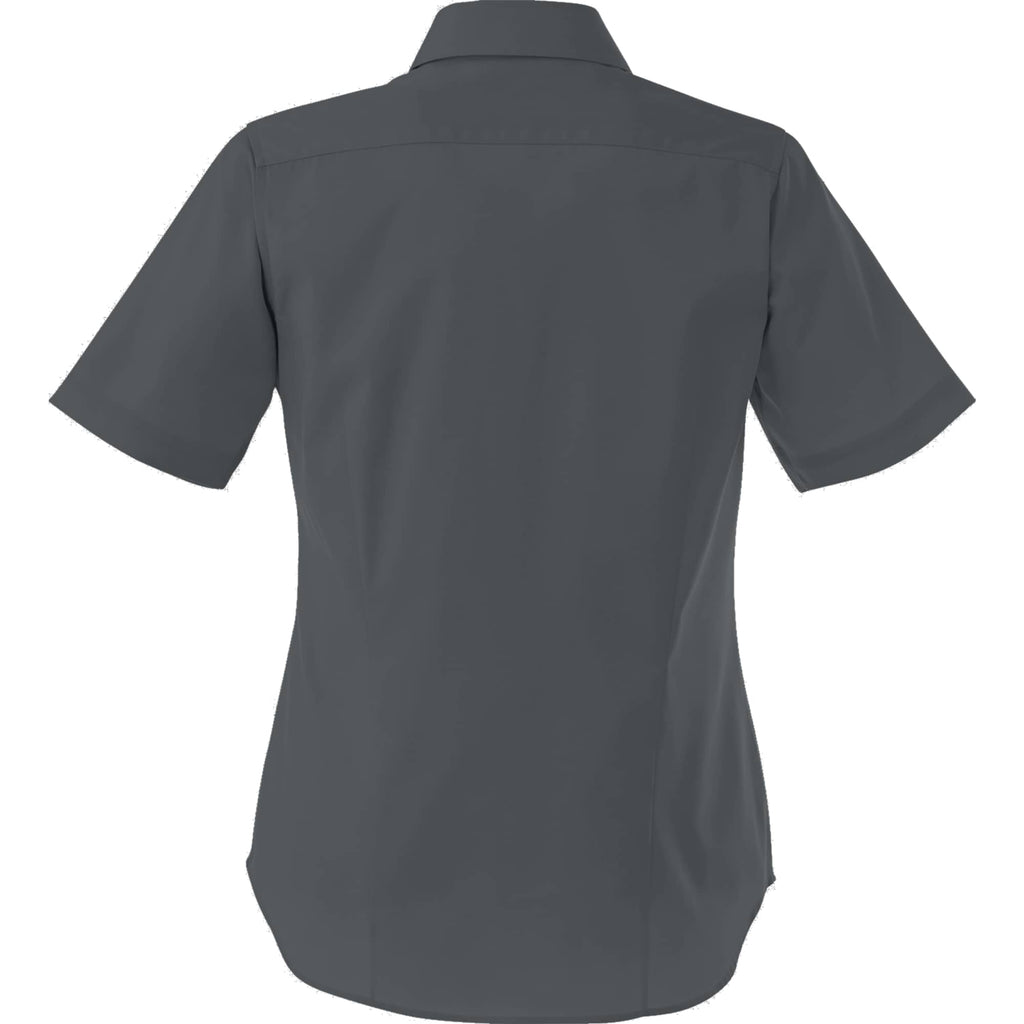 Stirling Short Sleeve Work Shirt in Poly Cotton Twill for Women Transfer - Grey Storm - Back Flat