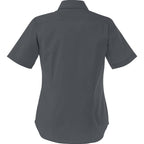 Stirling Short Sleeve Work Shirt in Poly Cotton Twill for Women Transfer - Grey Storm - Back Flat