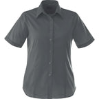 Stirling Short Sleeve Work Shirt in Poly Cotton Twill for Women Transfer - Grey Storm - Front Flat