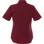 Stirling Short Sleeve Work Shirt in Poly Cotton Twill for Women Transfer - Maroon - Back Flat
