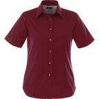 Stirling Short Sleeve Work Shirt in Poly Cotton Twill for Women Transfer - Maroon - Front Flat