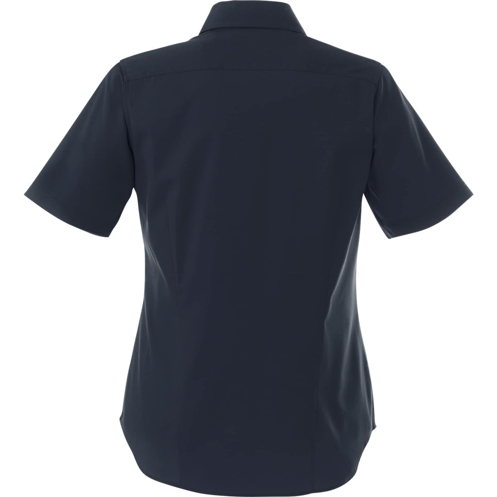 Stirling Short Sleeve Work Shirt in Poly Cotton Twill for Women Transfer - Navy - Back Flat