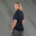 Stirling Short Sleeve Work Shirt in Poly Cotton Twill for Women Transfer - Navy - Back On Model