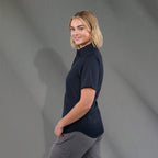 Stirling Short Sleeve Work Shirt in Poly Cotton Twill for Women Transfer - Navy - Left Side On Model