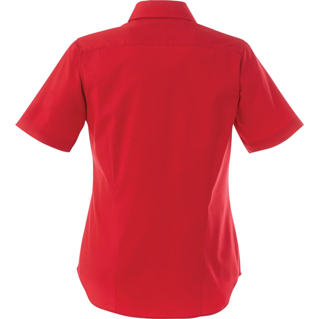 Stirling Short Sleeve Work Shirt in Poly Cotton Twill for Women Transfer - Team Red - Back Flat
