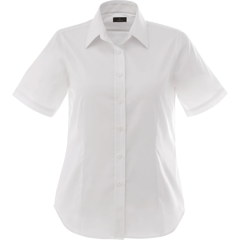 Stirling Short Sleeve Work Shirt in Poly Cotton Twill for Women Transfer - White - Front Flat