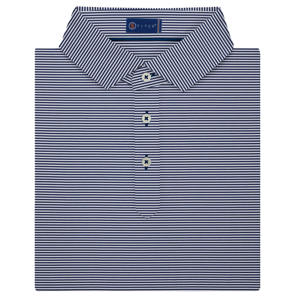 STITCH Atlantic Stripe Jersey Polo for Men Embroidery - Stitch Navy - Front 2