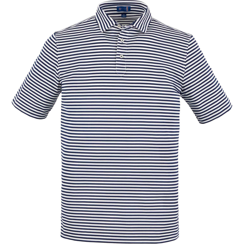 STITCH Atlantic Stripe Jersey Polo for Men Embroidery - Stitch Navy - Front