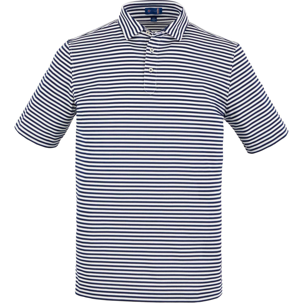 STITCH Atlantic Stripe Jersey Polo for Men Embroidery - Stitch Navy - Front