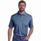 STITCH Atlantic Stripe Jersey Polo for Men Embroidery - Stitch Navy - On Model