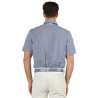 STITCH Club Stripe Pique Polo for Men Embroidery - Stitch Navy - Back On Model