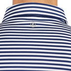 STITCH Club Stripe Pique Polo for Men Embroidery - Stitch Navy - Detail On Model