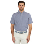STITCH Club Stripe Pique Polo for Men Embroidery - Stitch Navy - Front On Model 3