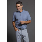 STITCH Club Stripe Pique Polo for Men Embroidery - Stitch Navy - Front On Model