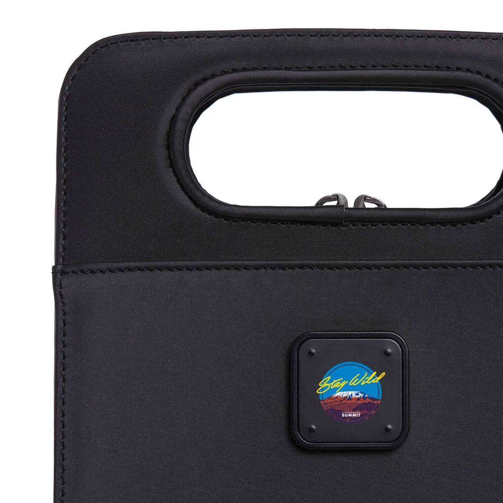 STITCH Insulated Wine Tote for Two Bottles Full Color - Onyx - Front Detail