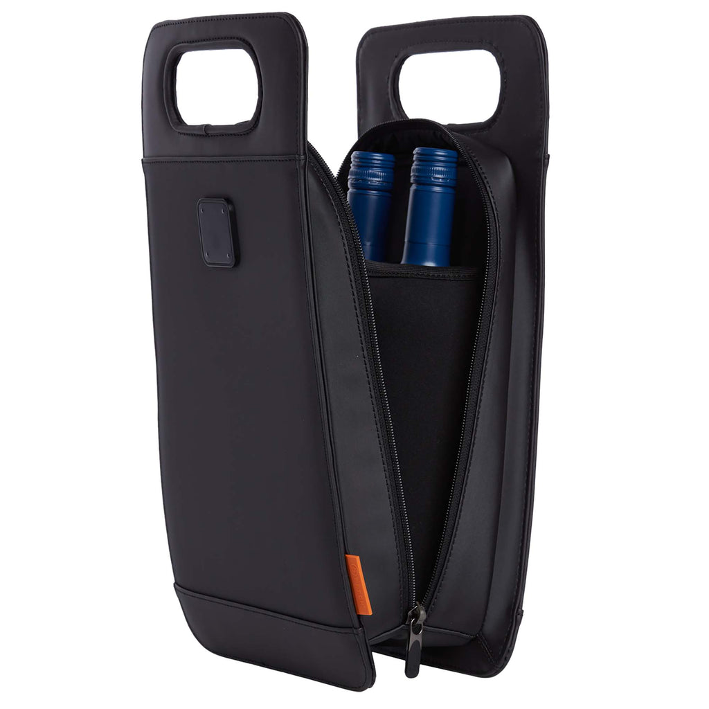 STITCH Insulated Wine Tote for Two Bottles Full Color - Onyx - Left Angle 2