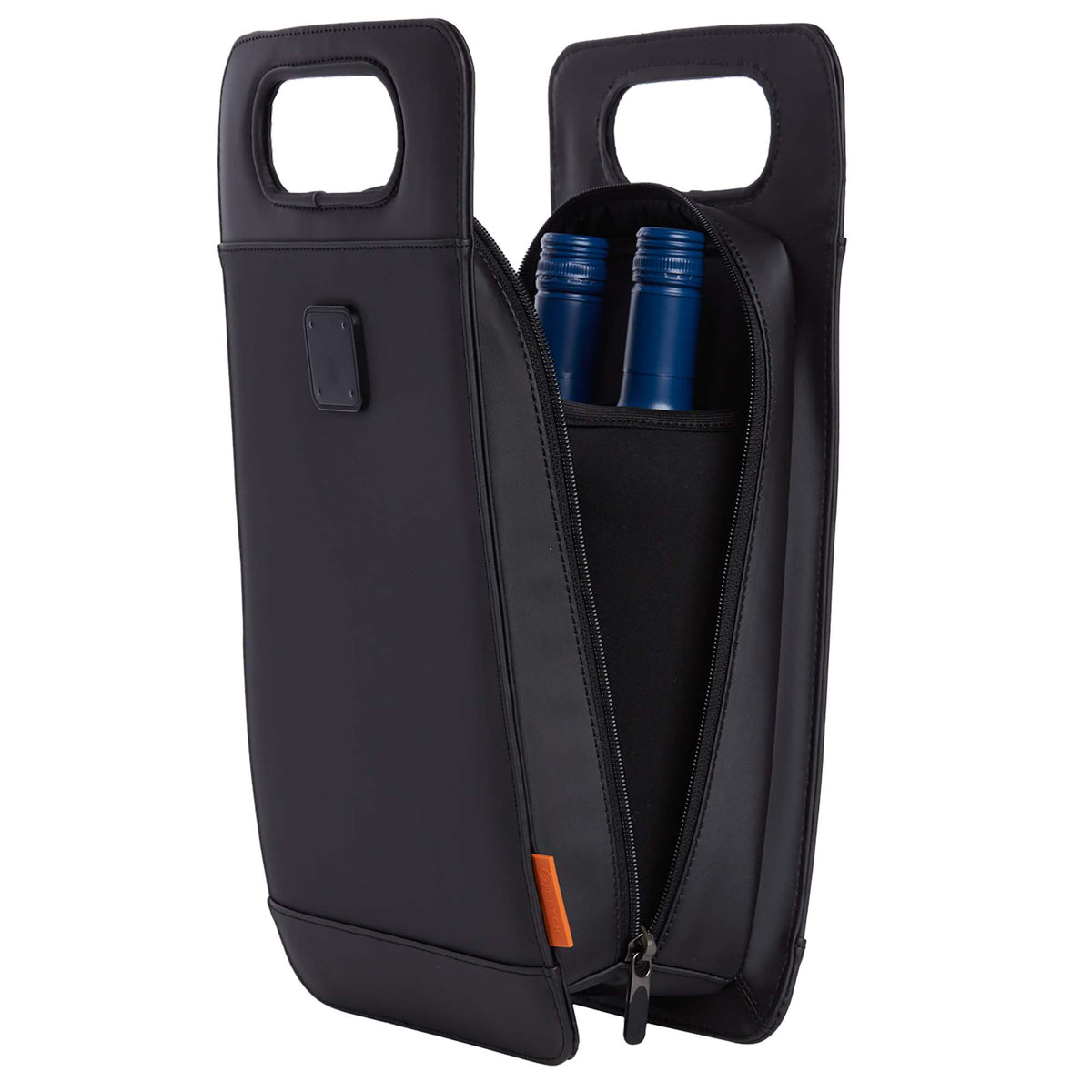 STITCH Insulated Wine Tote for Two Bottles Full Color - Onyx - Left Angle 2
