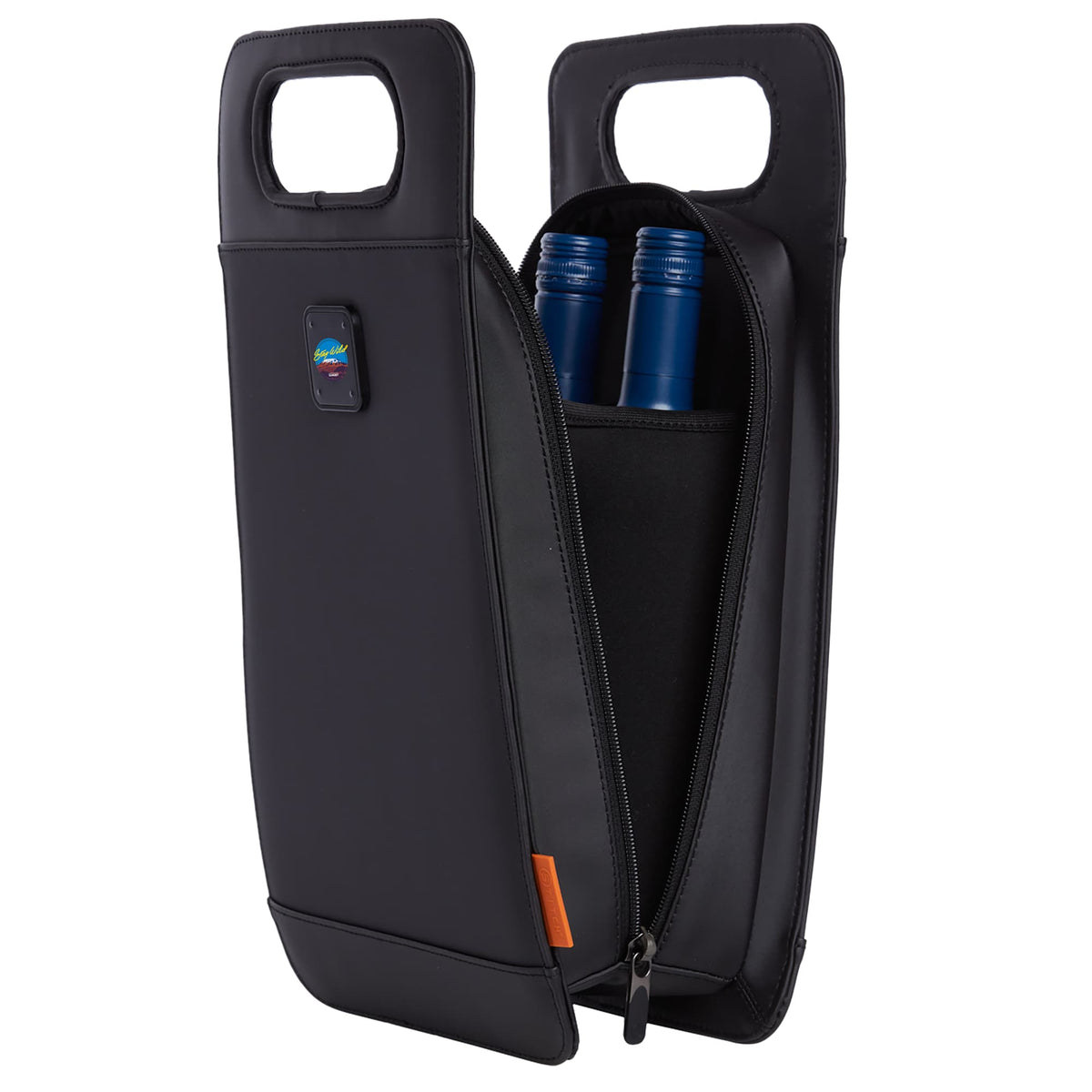 STITCH Insulated Wine Tote for Two Bottles Full Color - Onyx - Left Angle