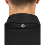 STITCH Solid Pique Golf Polo for Men Transfer - Black - Back Detail