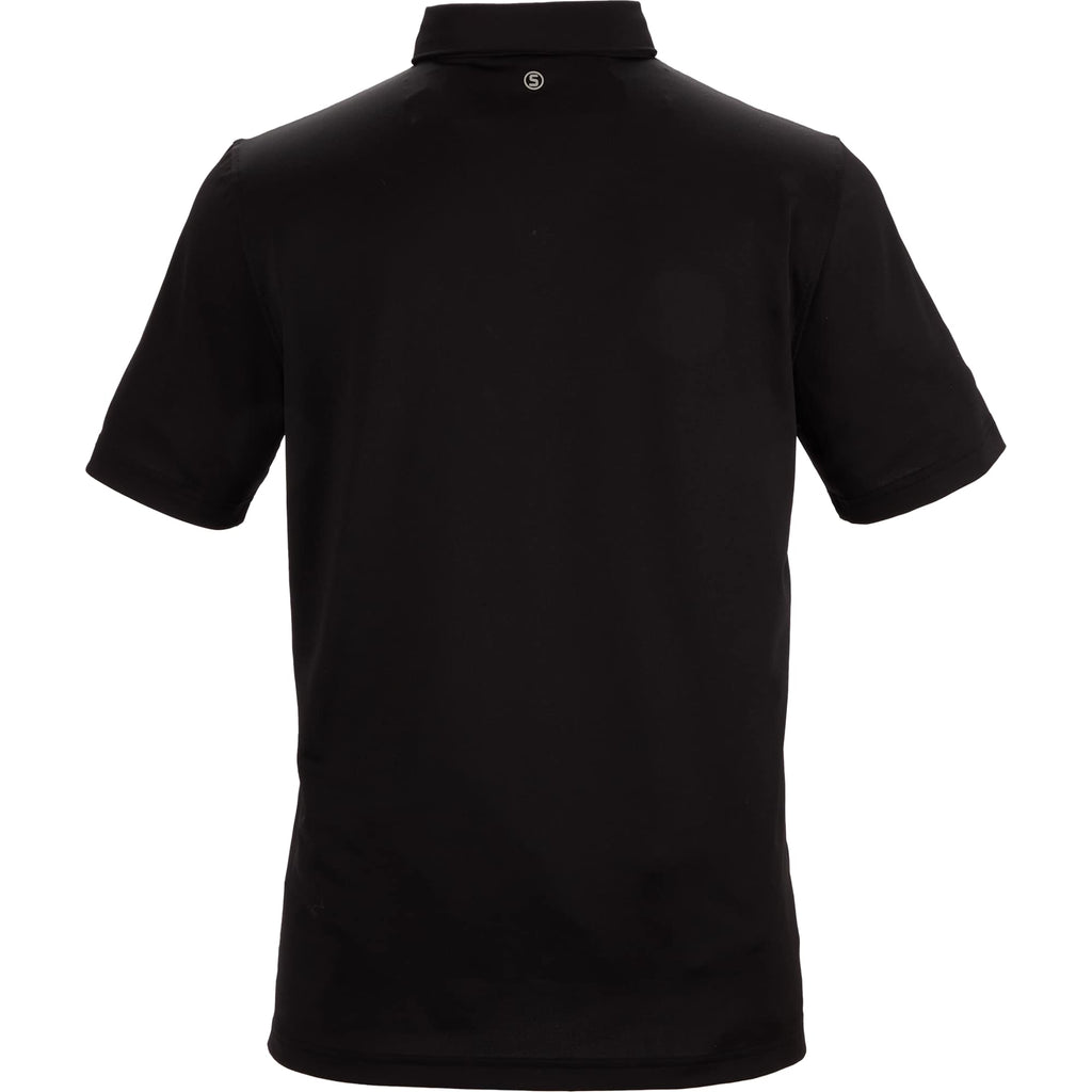 STITCH Solid Pique Golf Polo for Men Transfer - Black - Back Flat