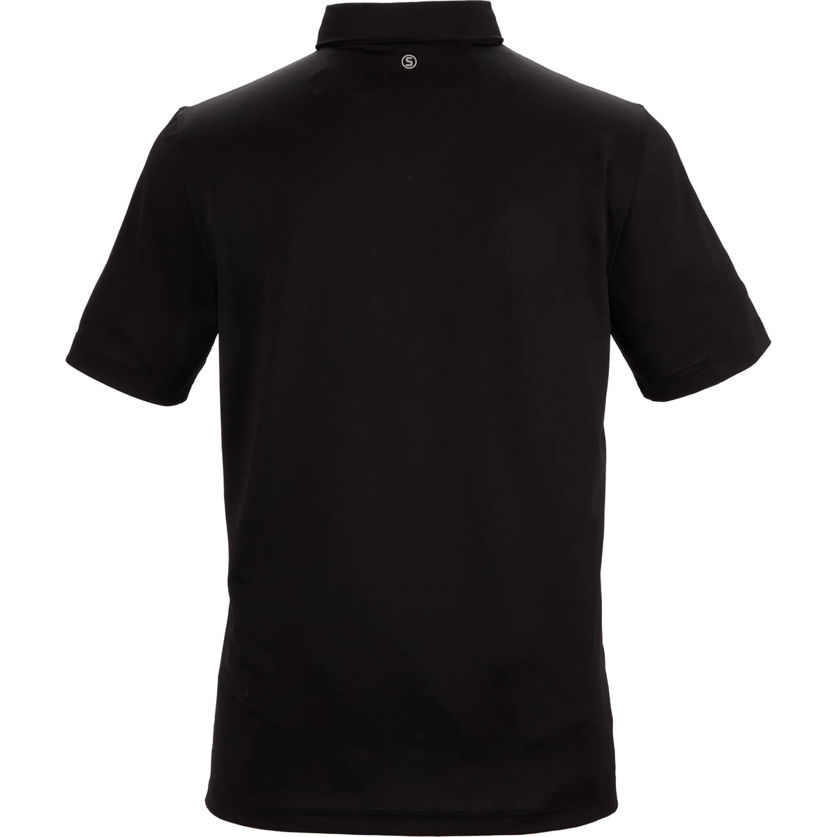 STITCH Solid Pique Golf Polo for Men Transfer - Black - Back Flat