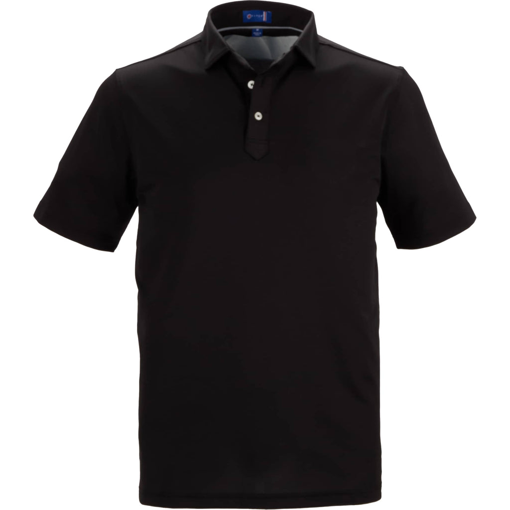 STITCH Solid Pique Golf Polo for Men Transfer - Black - Front Flat