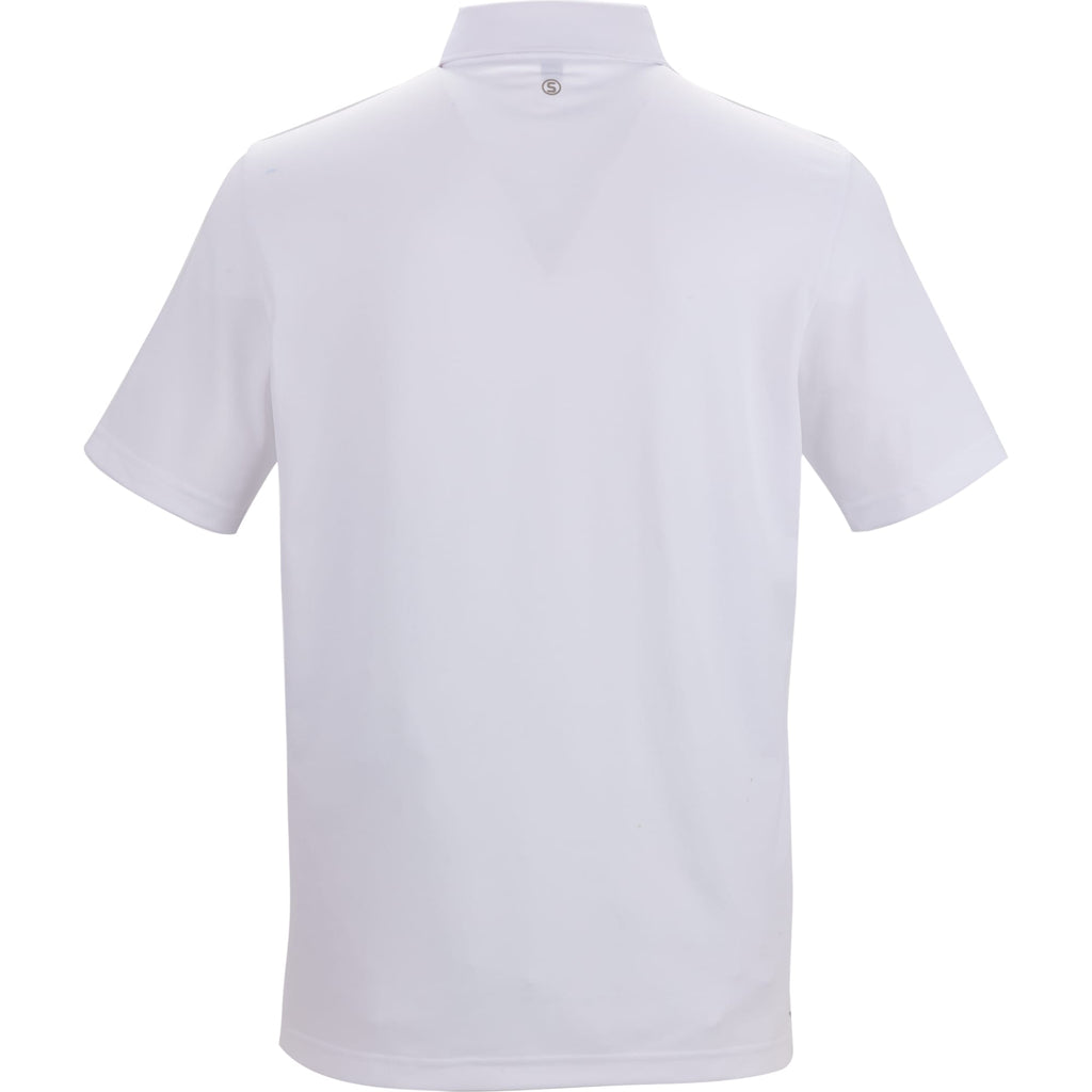 STITCH Solid Pique Golf Polo for Men Transfer - White - Back Flat