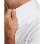 STITCH Solid Pique Golf Polo for Men Transfer - White - Front On Model 3
