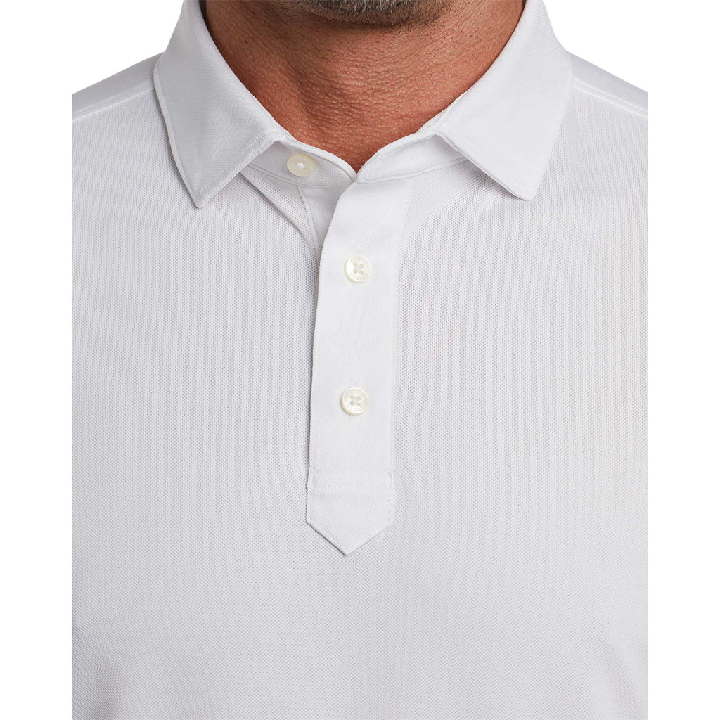 STITCH Solid Pique Golf Polo for Men Transfer - White - Front On Model